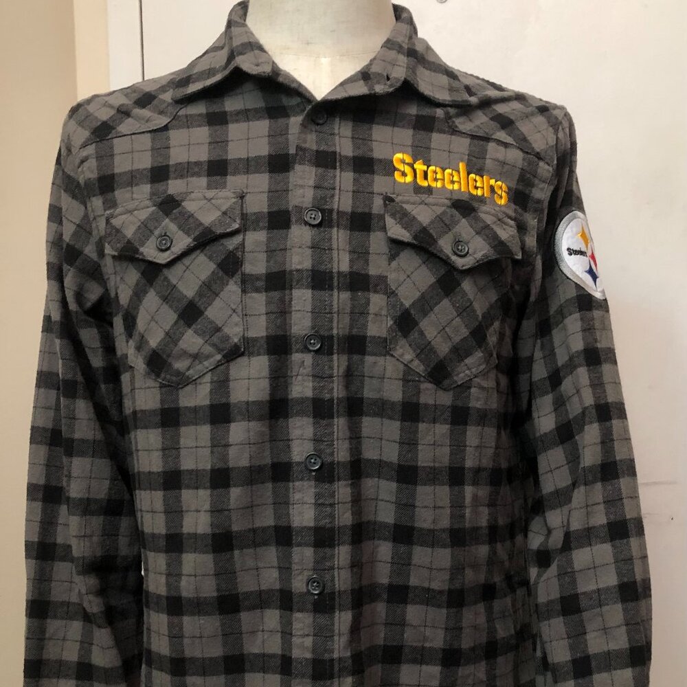 Pittsburgh Steelers NFL x Darius Rucker Fanatics Gray Flannel Button-Up Shirt Si